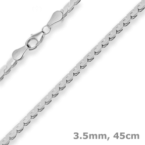 3,5mm Fantasiekette Silberkette Collier Halskette aus 925 Silber rhodiniert 45cm