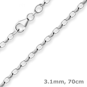 3,1mm Erbskette diamantiert Silberkette Collier Halskette aus 925 Silber 70cm