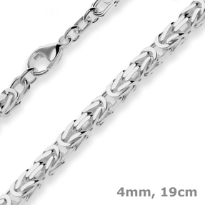 4mm Armband Königskette Silberarmband Armschmuck aus 925 Silber rhodiniert 19cm