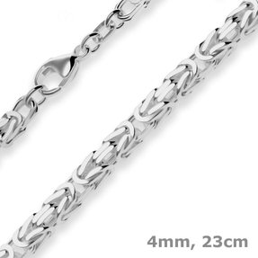 4mm Armband Königskette Silberarmband Armschmuck aus 925 Silber rhodiniert 23cm