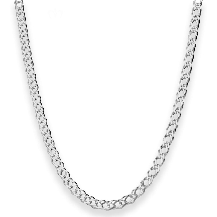 4.8mm Zwillingspanzerkette aus 925 Silber rhodiniert 50cm