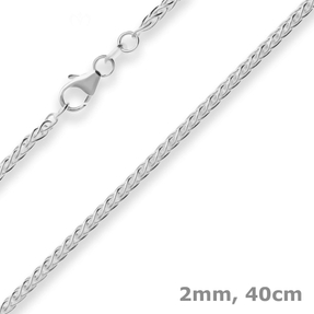 2mm Zopfkette Silberkette Collier Halskette aus 925 Silber 40cm