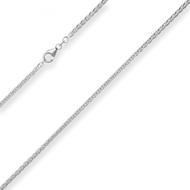 2.6mm Zopfkette aus 925 Silber 45cm