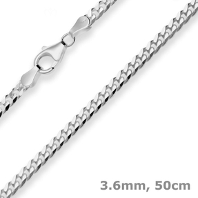 3,6mm Panzerkette Silberkette Collier Halskette aus 925 Silber rhodiniert 50cm