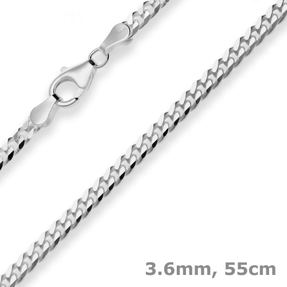 3,6mm Panzerkette Silberkette Collier Halskette aus 925 Silber rhodiniert 55cm