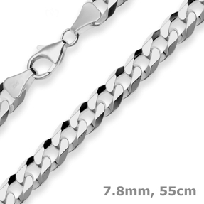 7,8mm Panzerkette Silberkette Collier Halskette aus 925 Silber rhodiniert 55cm