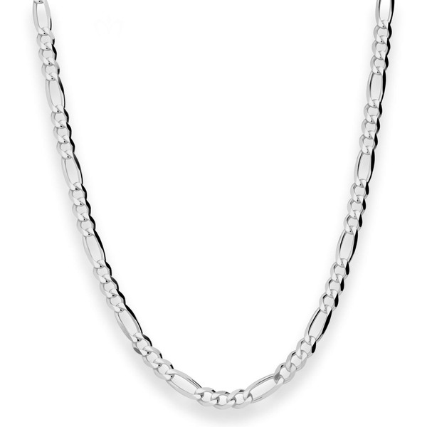 4.9mm Figarokette diamantiert aus 925 Silber rhodiniert 50cm