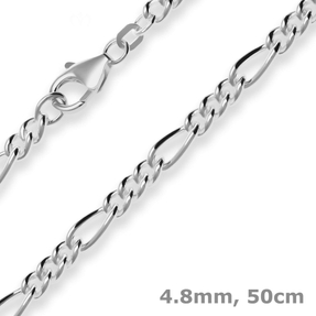 4,8mm Figarokette Silberkette Collier Halskette aus 925 Silber 50cm