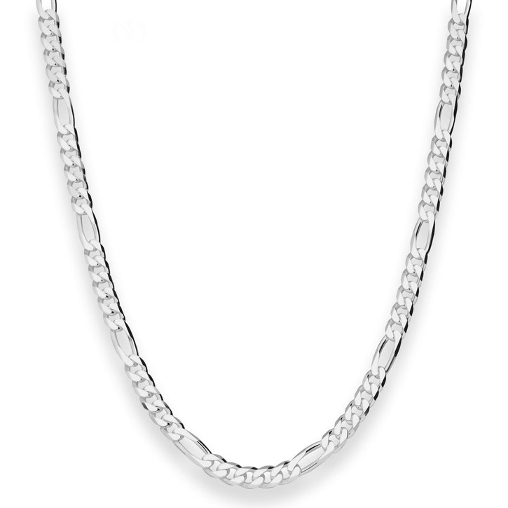 4.3mm Figarokette diamantiert aus 925 Silber 42cm