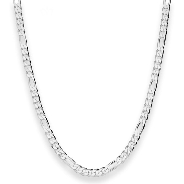 4.3mm Figarokette diamantiert aus 925 Silber 55cm