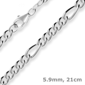 5,9mm Armband Figarokette Silberarmband Armschmuck aus 925 Silber 21cm
