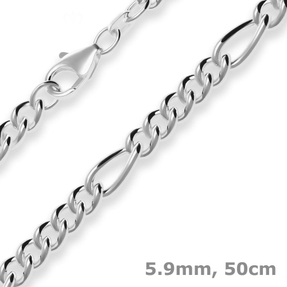 5,9mm Figarokette Silberkette Collier Halskette aus 925 Silber 50cm