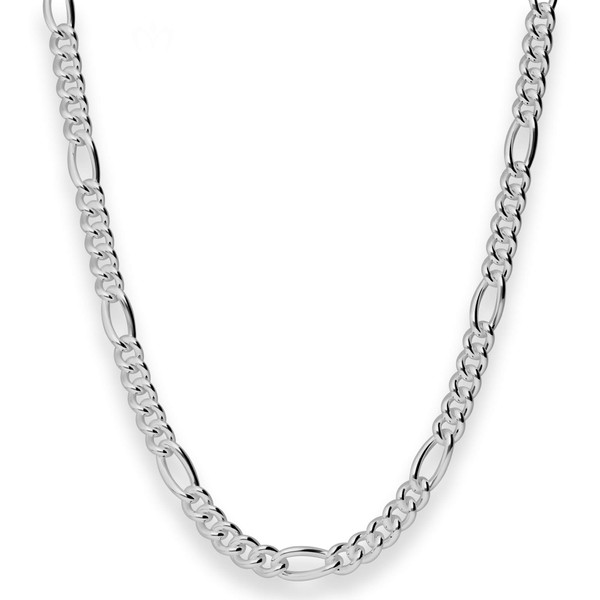 5.9mm Figarokette aus 925 Silber rhodiniert 50cm