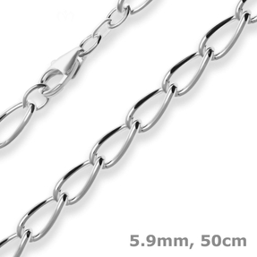 5,9mm Fantasiekette Silberkette Collier Halskette aus 925 Silber 50cm