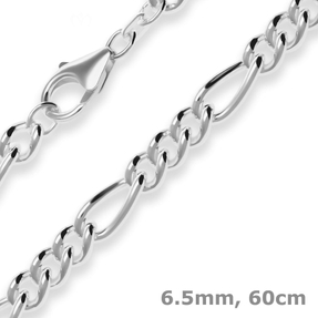 6,5mm Figarokette Silberkette Collier Halskette aus 925 Silber 60cm