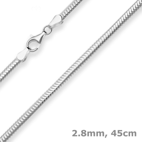 2,8mm Schlangenkette oval Silberkette Collier Halskette aus 925 Silber 45cm