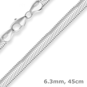 6,3mm Schlangenkette oval Silberkette Collier Halskette aus 925 Silber 45cm