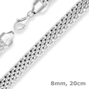 8mm Armband Geflechte-Kette Silberarmband Armschmuck aus 925 Silber 20cm