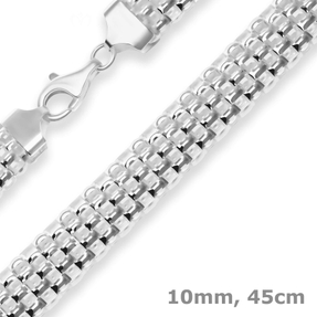 10mm Geflechte-Kette Silberkette Collier Halskette aus 925 Silber 45cm