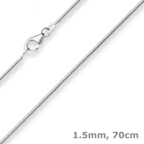 1,5mm Schlangenkette Silberkette Collier Halskette aus 925 Silber 70cm
