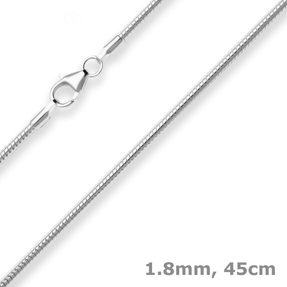 1,8mm Schlangenkette Silberkette Collier Halskette aus 925 Silber 45cm