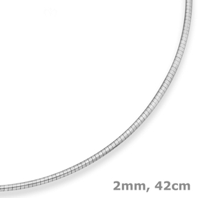 2mm Halsreif Omegakette Tondakette Kette Collier aus 925 Silber rhodiniert 42cm