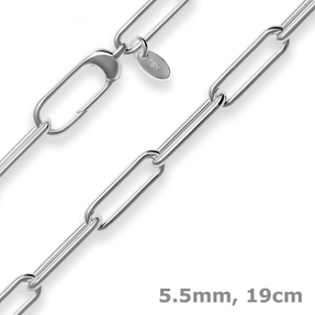 5,5mm Armband Ankerkette weit Armschmuck aus 925 Silber rhodiniert 19cm