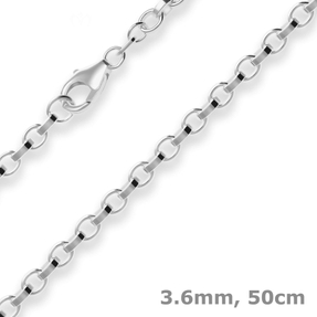 3,6mm Erbskette Silberkette Collier Halskette aus 925 Silber 50cm