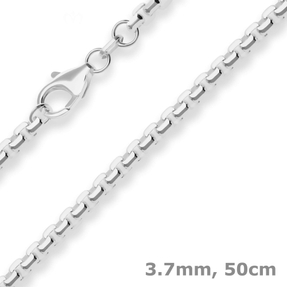 3,7mm Veneziakette vierkant Silberkette Collier Halskette aus 925 Silber 50cm