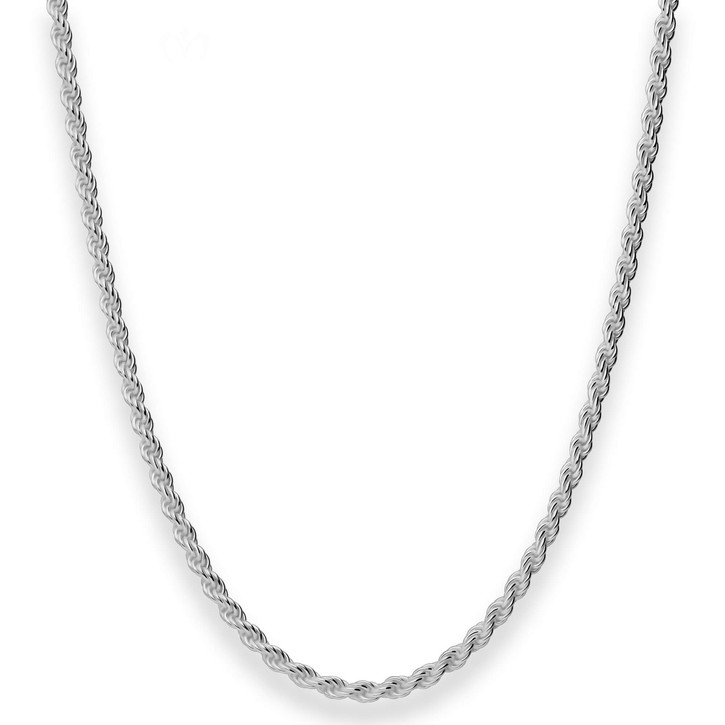 3.1mm Kordelkette massiv aus 925 Silber rhodiniert 50cm