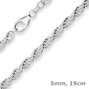 5mm Armband Kordelkette massiv Silberarmband Armschmuck aus 925 Silber 19cm