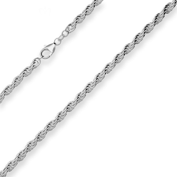 5mm Kordelkette massiv aus 925 Silber rhodiniert 50cm
