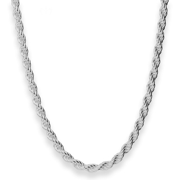 5mm Kordelkette massiv aus 925 Silber rhodiniert 50cm