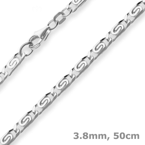 3,8mm S-Panzerkette Silberkette Collier Halskette aus 925 Silber 50cm
