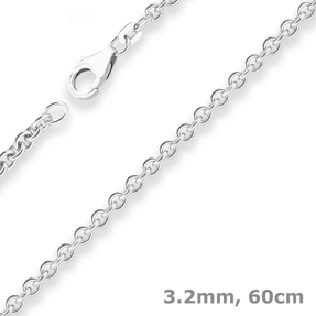 3,2mm Rund-Ankerkette Silberkette Collier Halskette aus 925 Silber 60cm