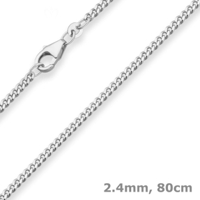 2,4mm Panzerkette Silberkette Collier Halskette aus 925 Silber 80cm