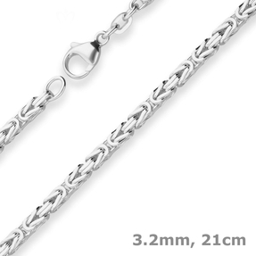 3,2mm Armband Königskette Silberarmband Armschmuck aus 925 Silber 21cm 3,2mm Armband Königskette Silberarmband Armschmuck aus 925 Silber 21cm