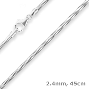 2,4mm Schlangenkette Silberkette Collier Halskette aus 925 Silber 45cm