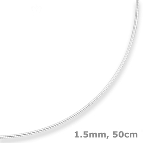 1,5mm Halsreif Omegareif Halskette aus 925 Silber 50cm