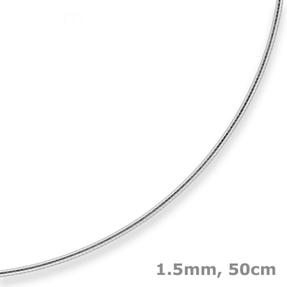 1,5mm Halsreif Tondakette Kette Collier Omegareif aus 925 Silber rhodiniert 50cm
