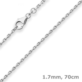 1,7mm Ankerkette diamantiert Silberkette Collier Halskette aus 925 Silber 70cm