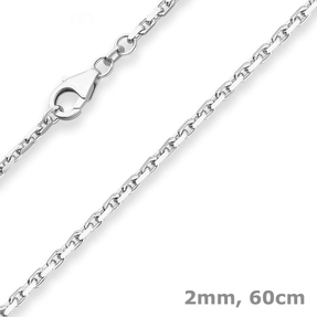 2mm Ankerkette diamantiert Silberkette Collier Halskette aus 925 Silber 60cm