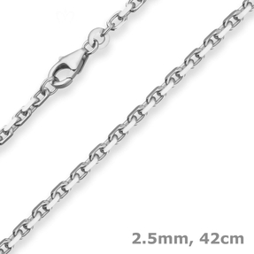 2,5mm Ankerkette diamantiert Silberkette Collier Halskette aus 925 Silber 42cm