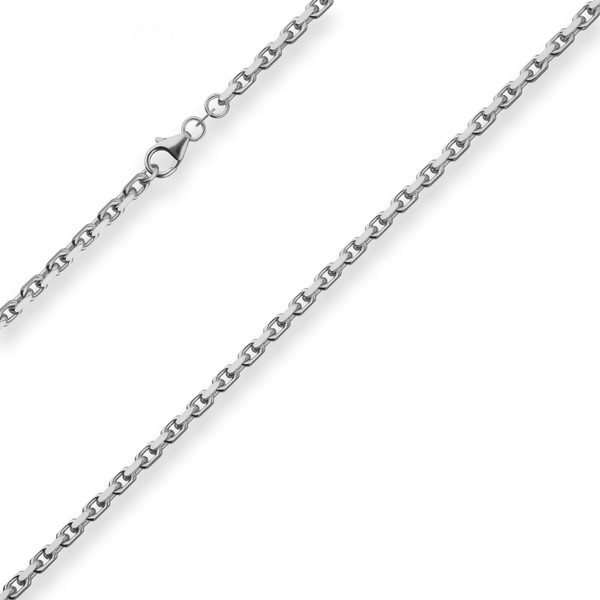 3mm Ankerkette diamantiert aus 925 Silber rhodiniert 42cm