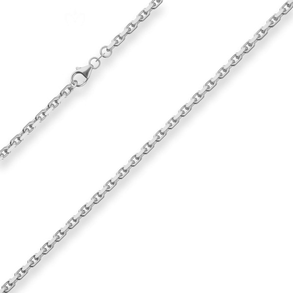 3mm Ankerkette diamantiert aus 925 Silber 55cm
