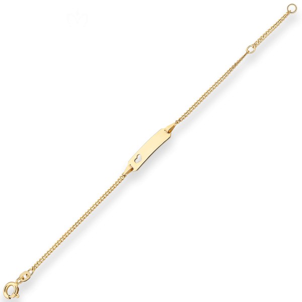 1.7mm Id-Armband Panzerkette Schildband Herz 585 Gelbgold 16cm