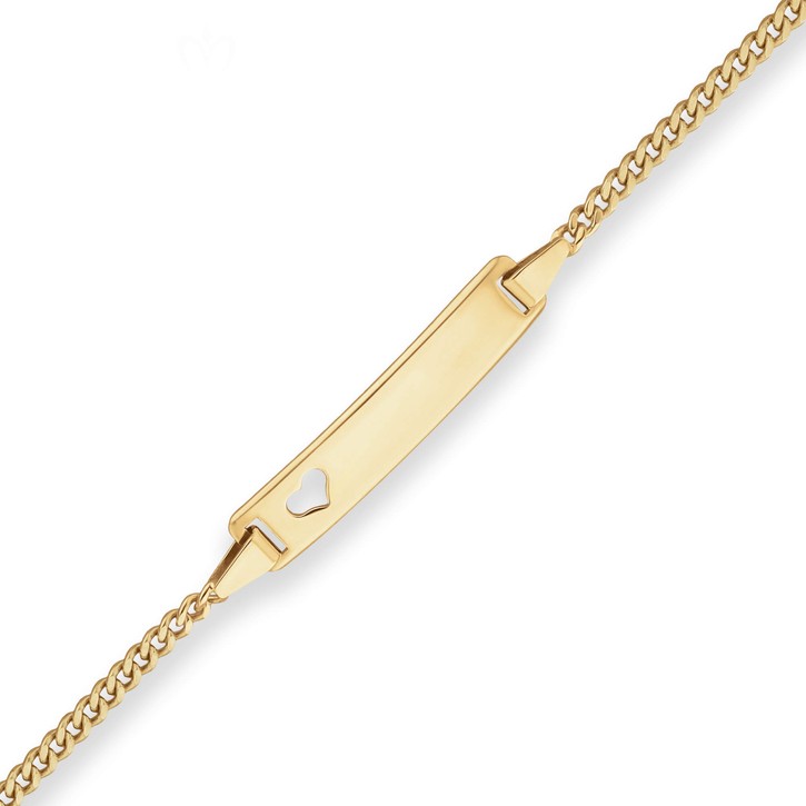 2.1mm Id-Armband Panzerkette Herz aus 750 Gelbgold 16cm