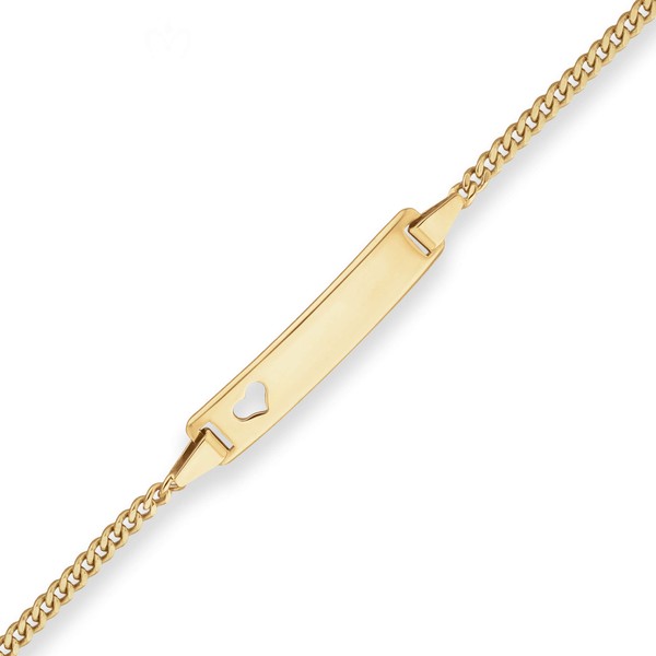 2.1mm Id-Armband Panzerkette Herz aus 750 Gelbgold 16cm