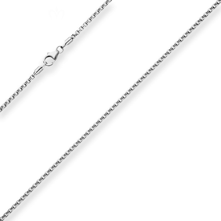 2mm Veneziakette rund aus 925 Silber rhodiniert 90cm