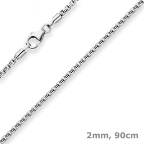2mm Veneziakette rund Kette Collier Halskette aus 925 Silber rhodiniert 90cm